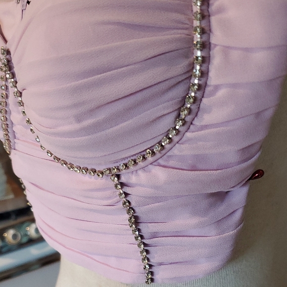 Elegant Lavender Rhinestone Bustier Top - Picture 4 of 8